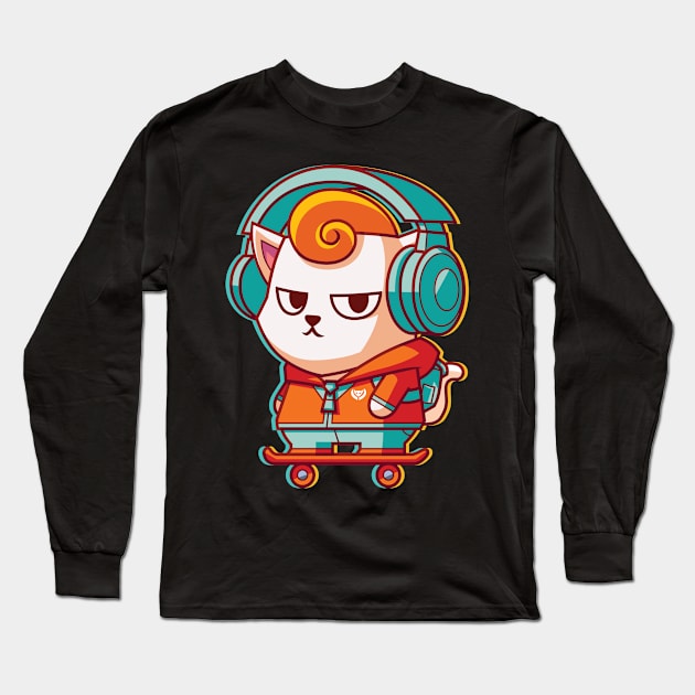 CatSoki Headphones Long Sleeve T-Shirt by CatSoki